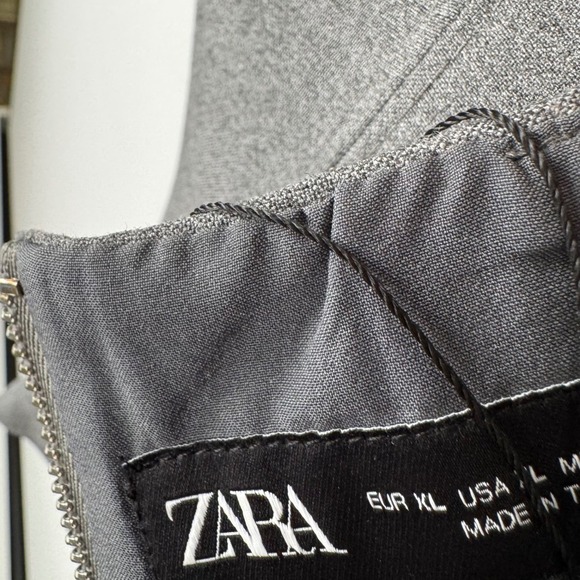 Zara Square Neck Fitted Corset Top Women's XL Gray Stretch Tank Style - Picture 5 of 6